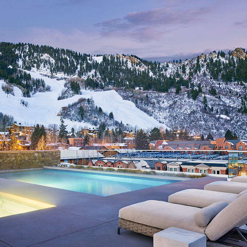 rooftop pool overlooking mountains