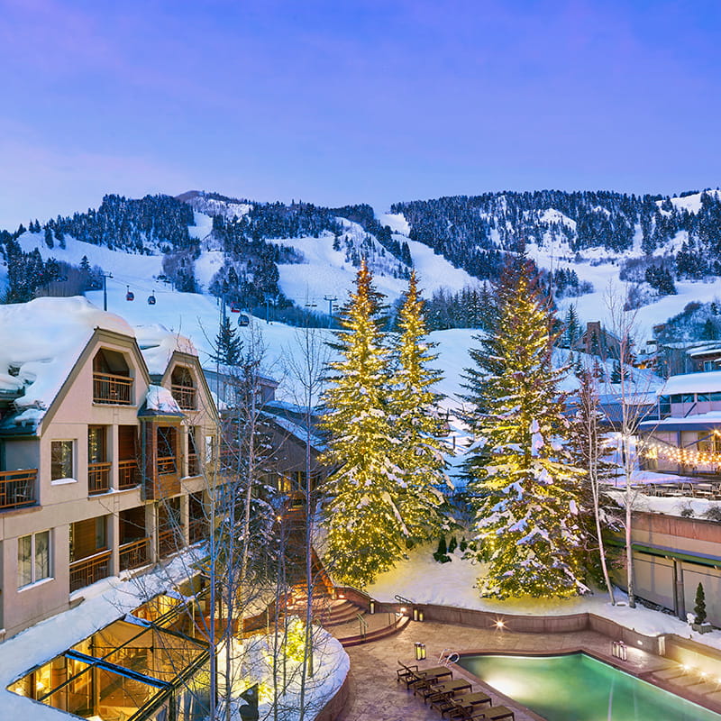 exterior of hotel against aspen mountains