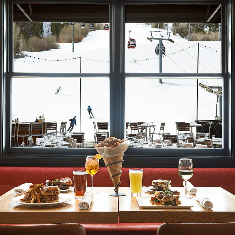 view of aspen mountain ski runs from inside Ajax