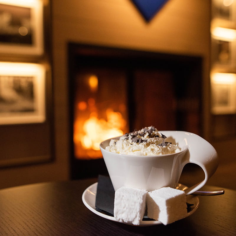 hot chocolate in the living room